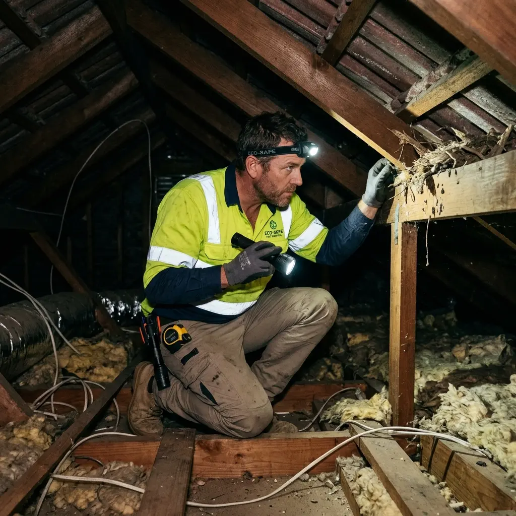 Technician inspecting a Cape Schanck subfloor void for a deceased cat